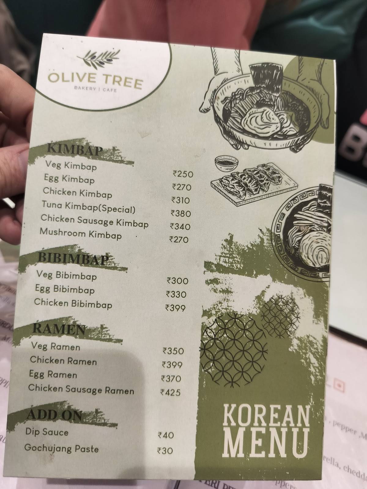 Olive Tree menu