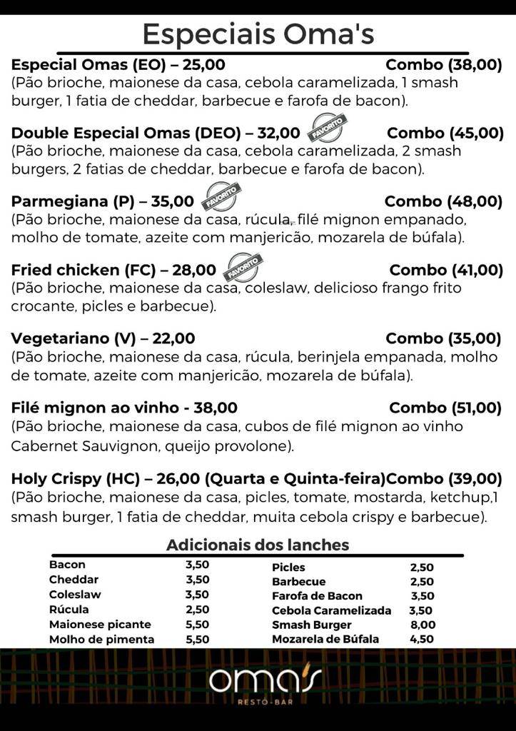 Omas Restô Bar cardápio