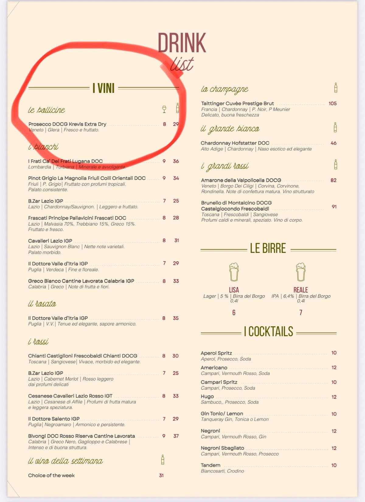 Menu di Osteria Oliva 