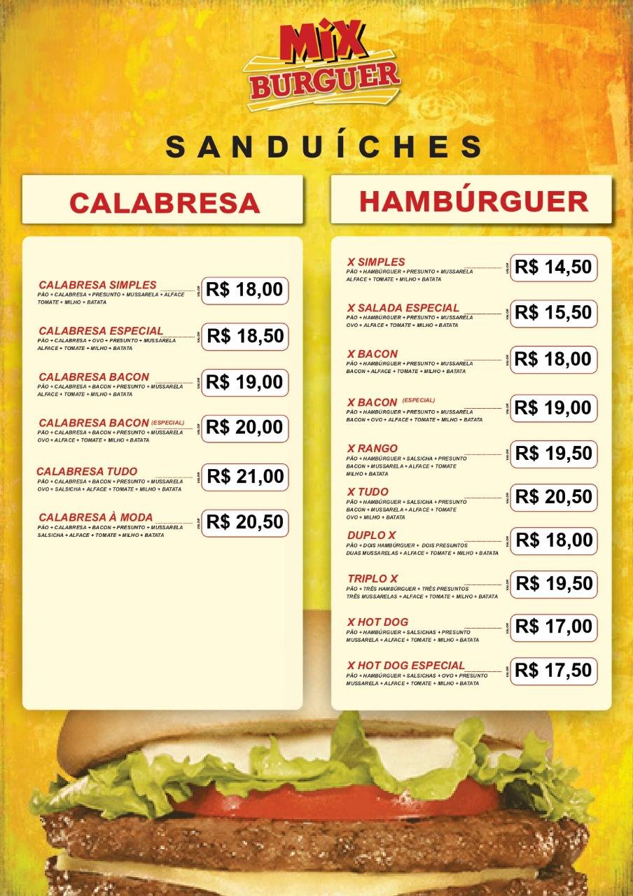 PIT DOG Mix Burguer cardápio