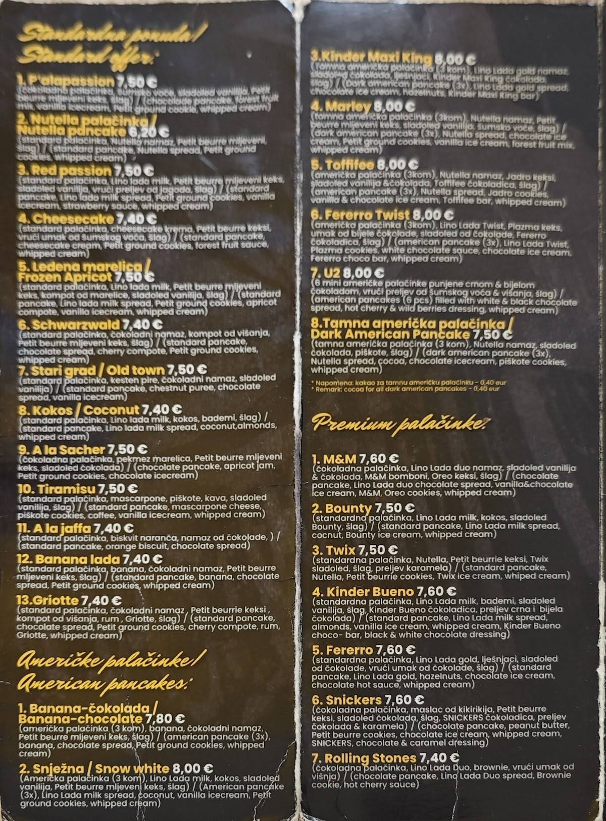 Menu di P'alapassion 