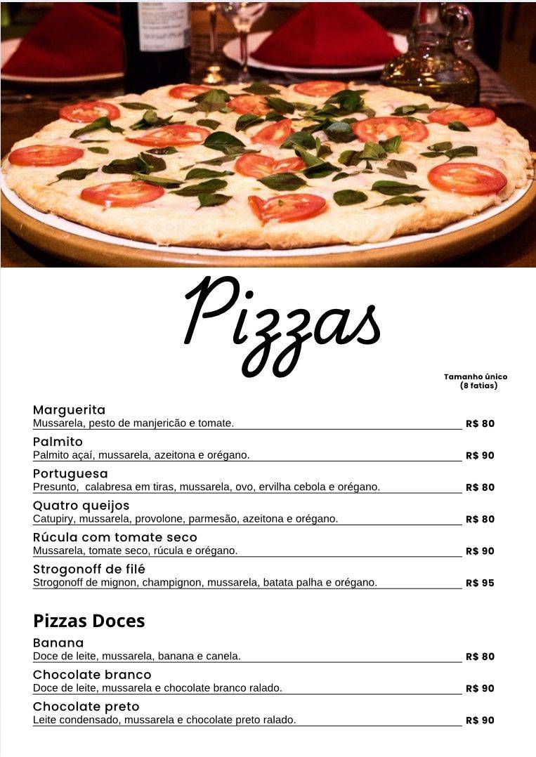 Palmarys Pizzaria e Restaurante cardápio