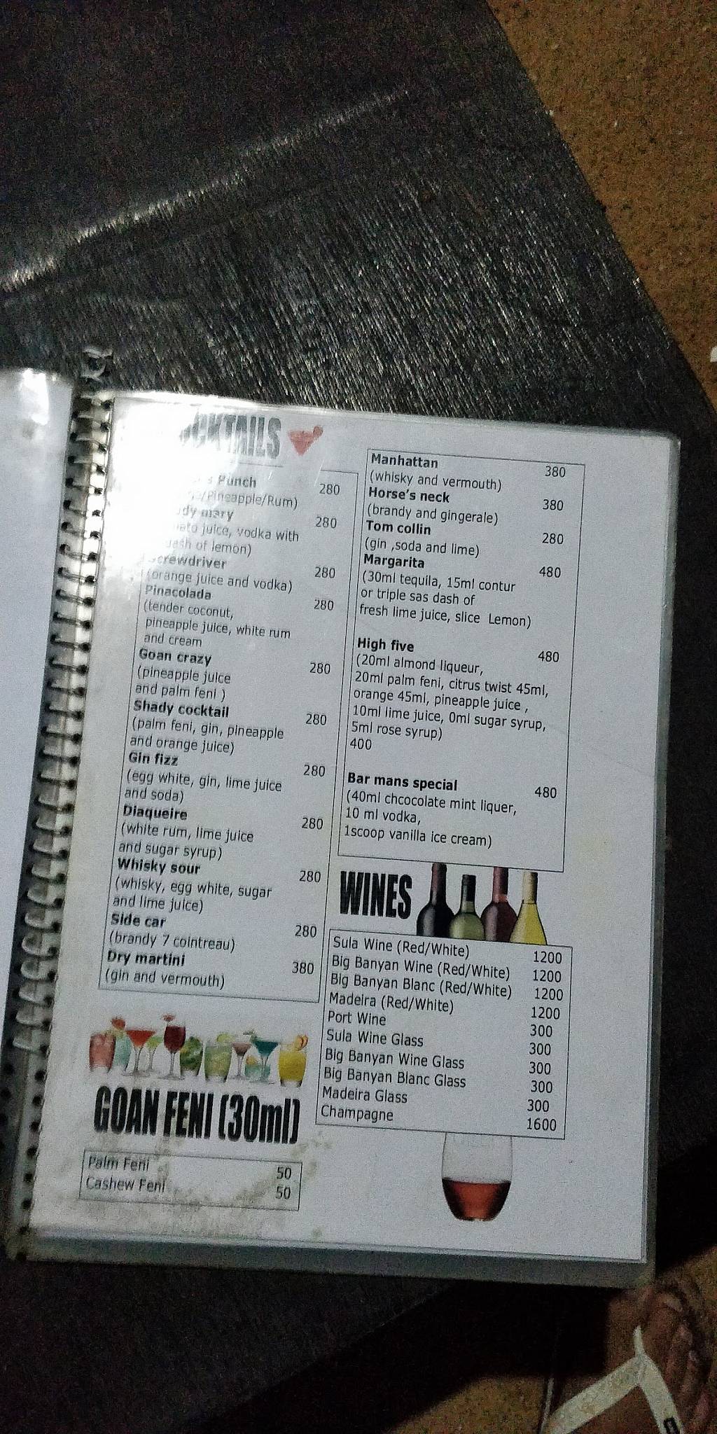 Palmshade Novotel Goa Candolim menu