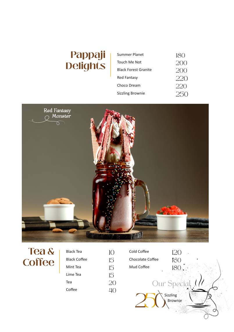 Pappaji Restaurant menu