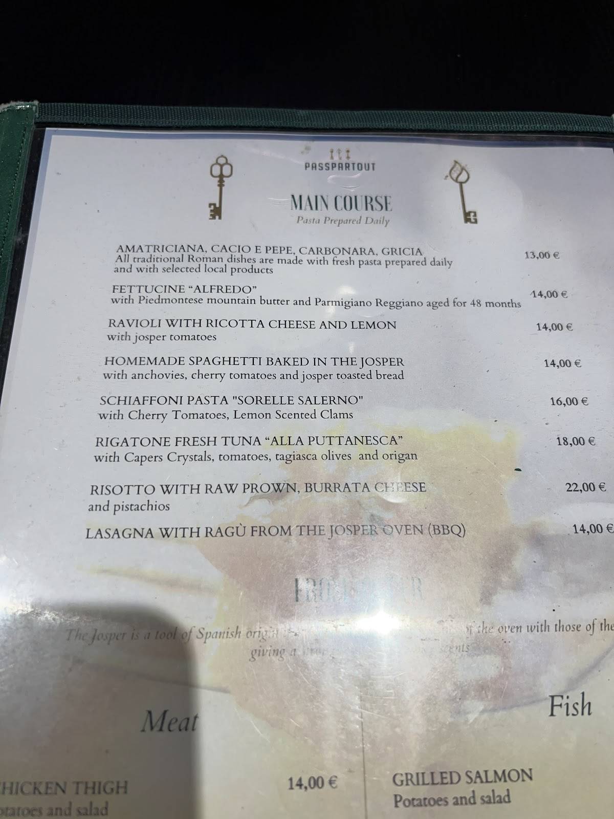 Menu di Passpartout Ristorante, Roma - Borgo Pio, 50 