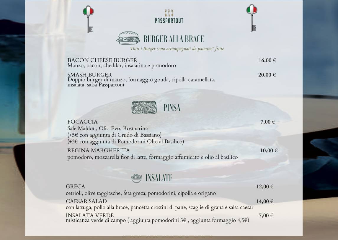 Menu di Passpartout Ristorante, Roma - Borgo Pio, 50 