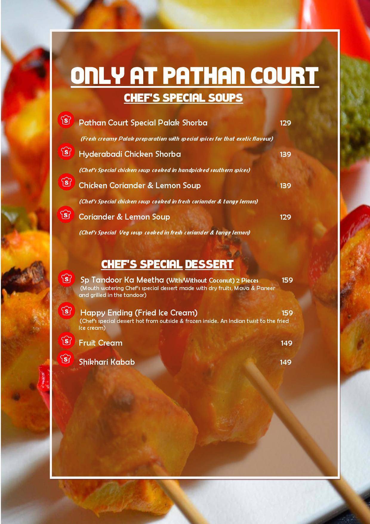 Pathan Court menu