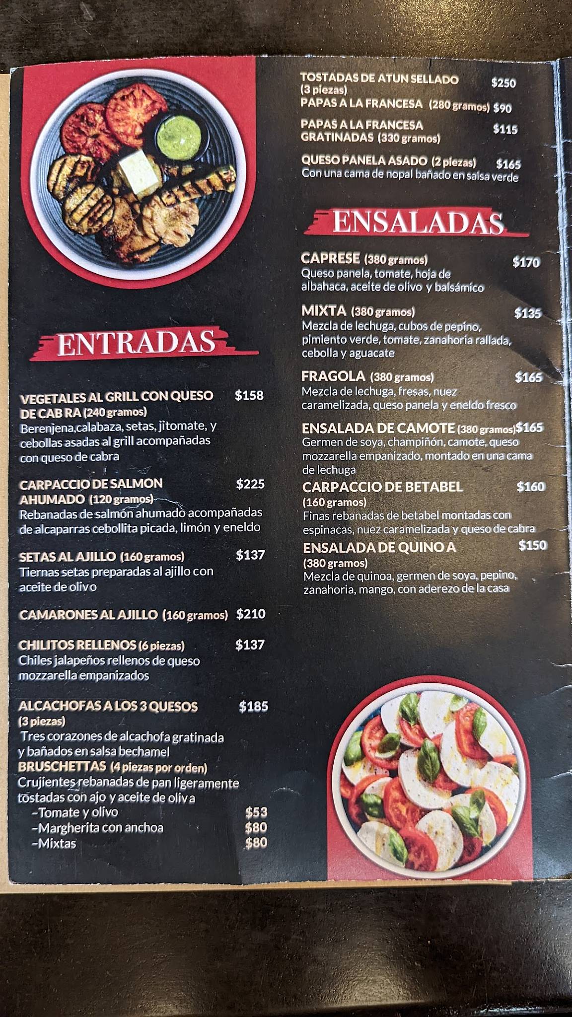 Carta del restaurante Pecorino kosher, Ciudad del México, Av. Jaime