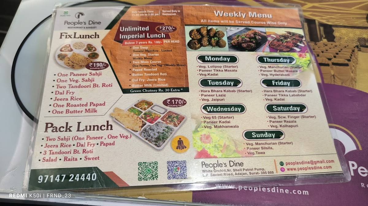 People's Dine menu