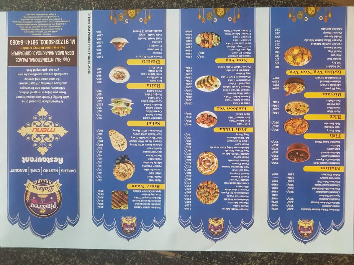 Pinecrest bakers menu