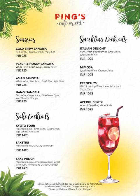 Ping's Cafe Orient menu