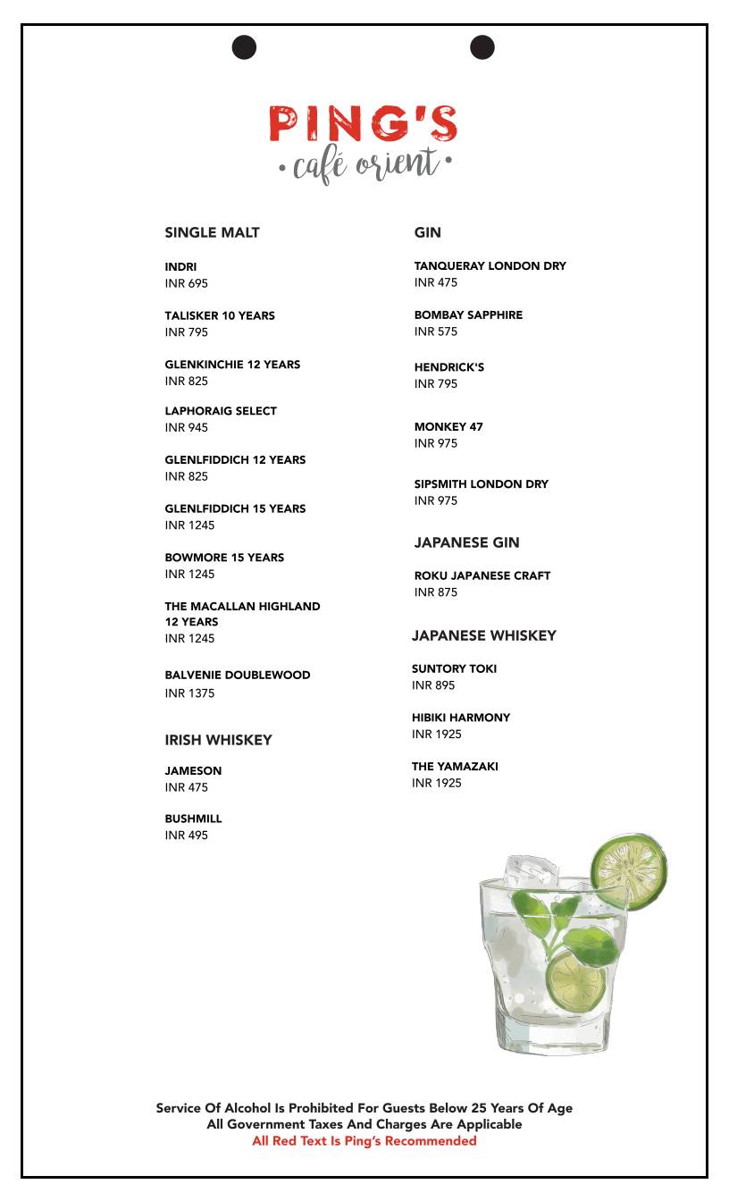 Ping's Cafe Orient menu