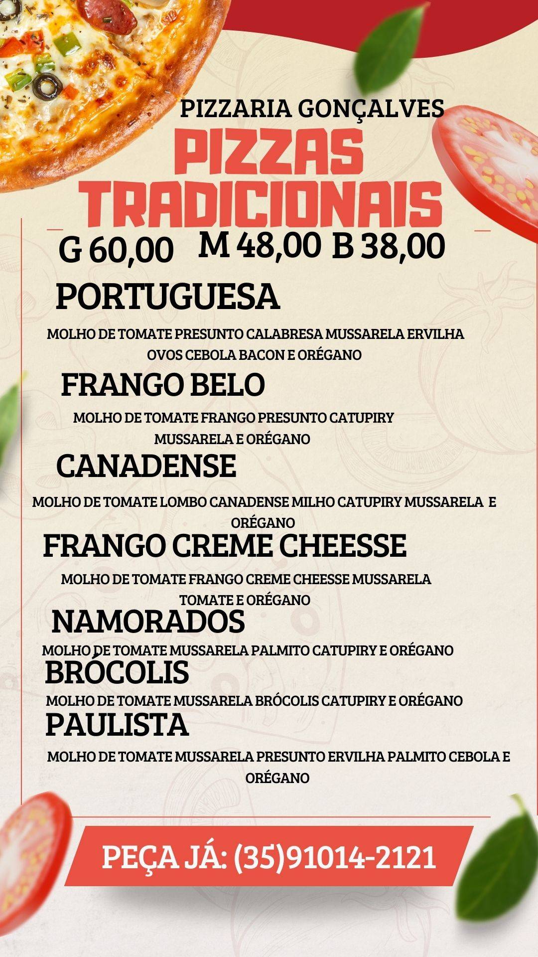 Pizzaria Gonçalves cardápio