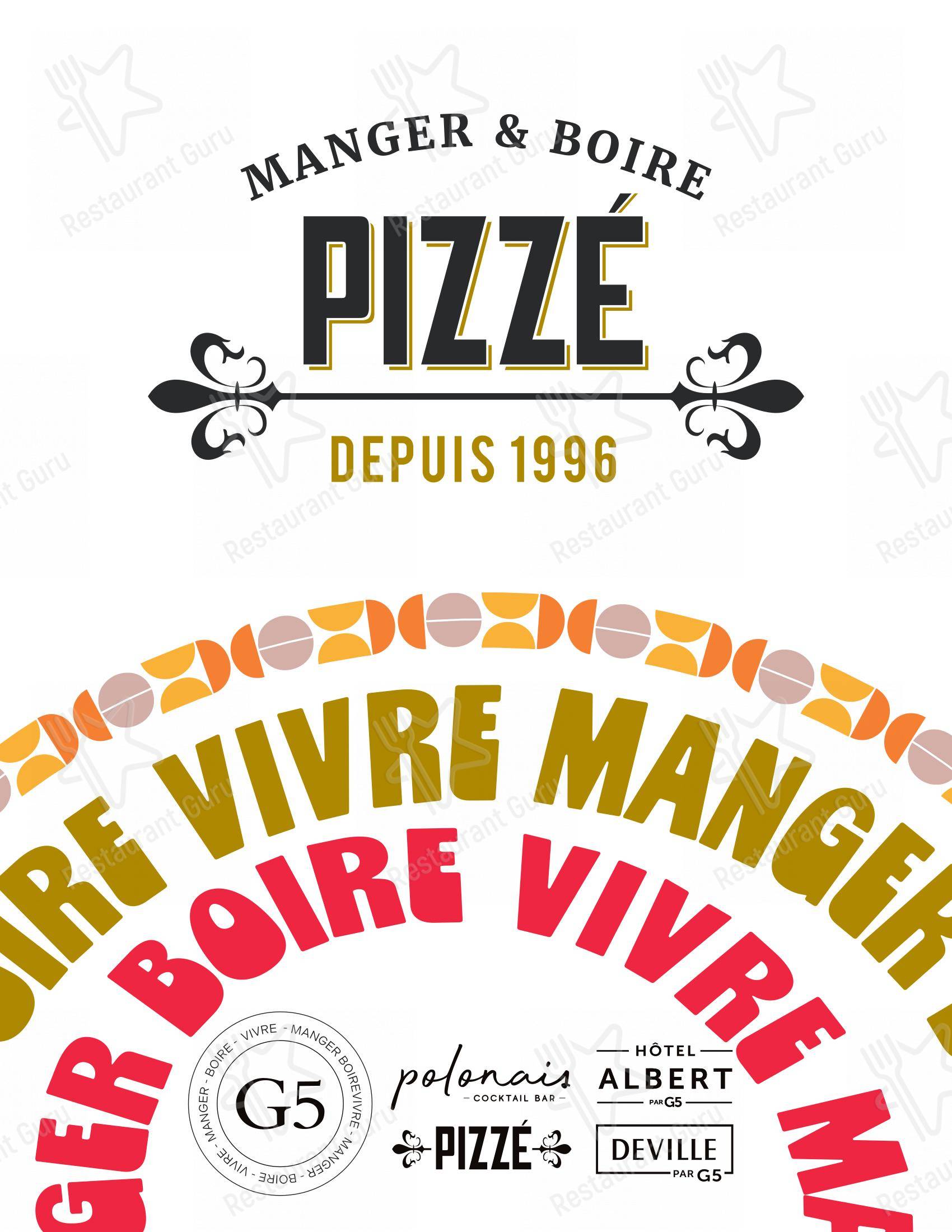 Menu pour Restaurant Pizzé - Menu
