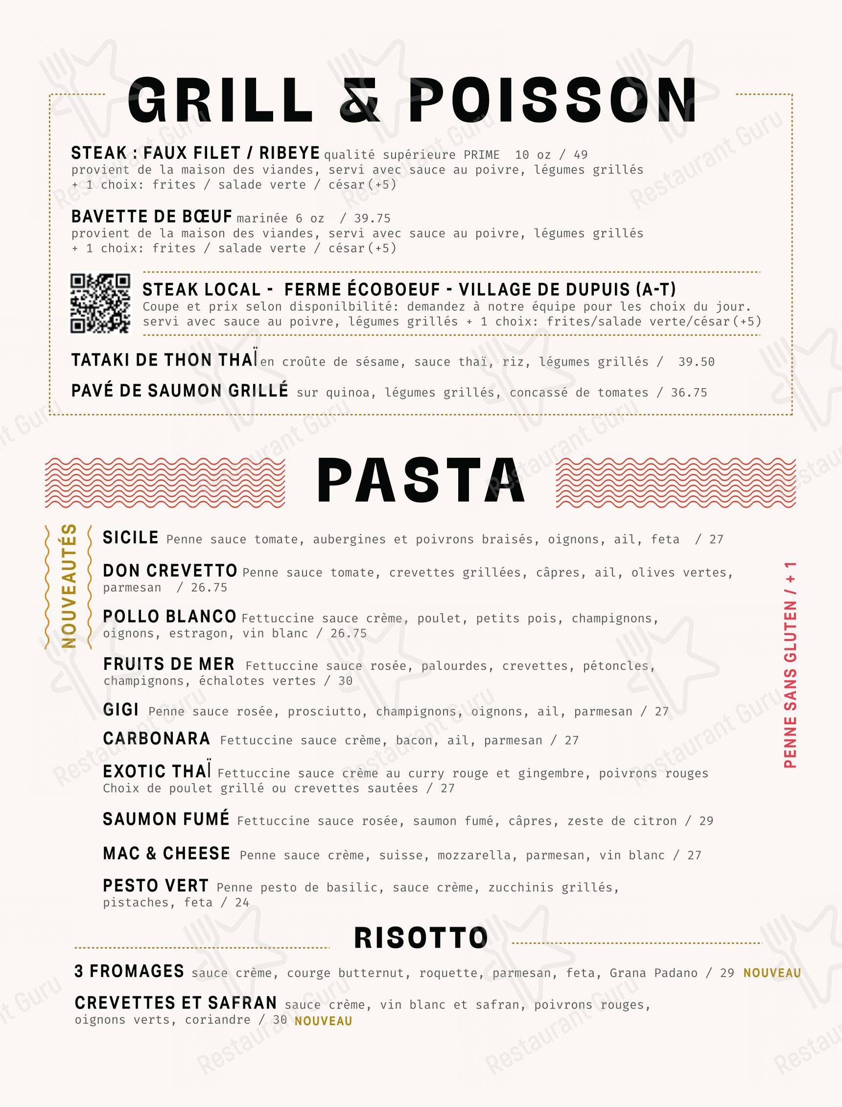 Menu pour Restaurant Pizzé - Menu bar