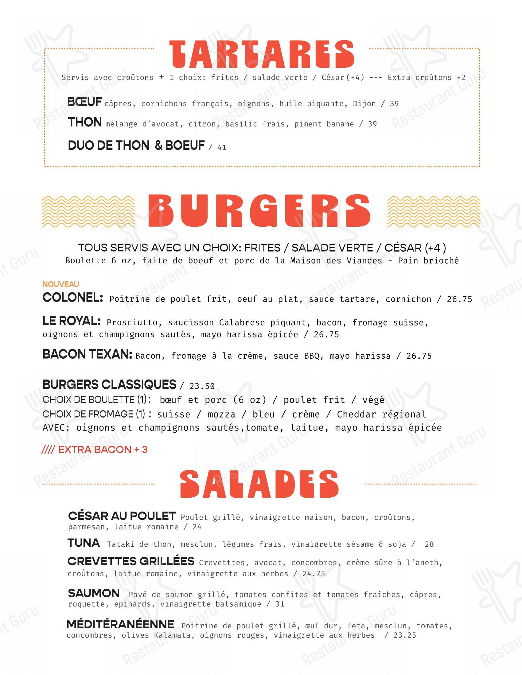 Menu pour Restaurant Pizzé restaurant à viande