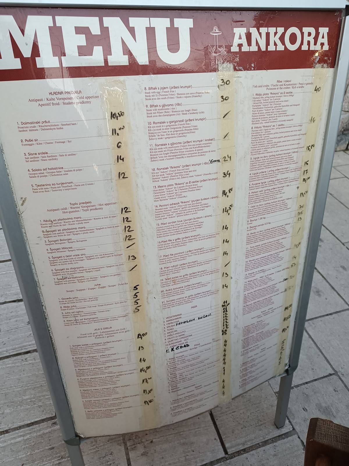 Menu di Pizzeria Ankora 