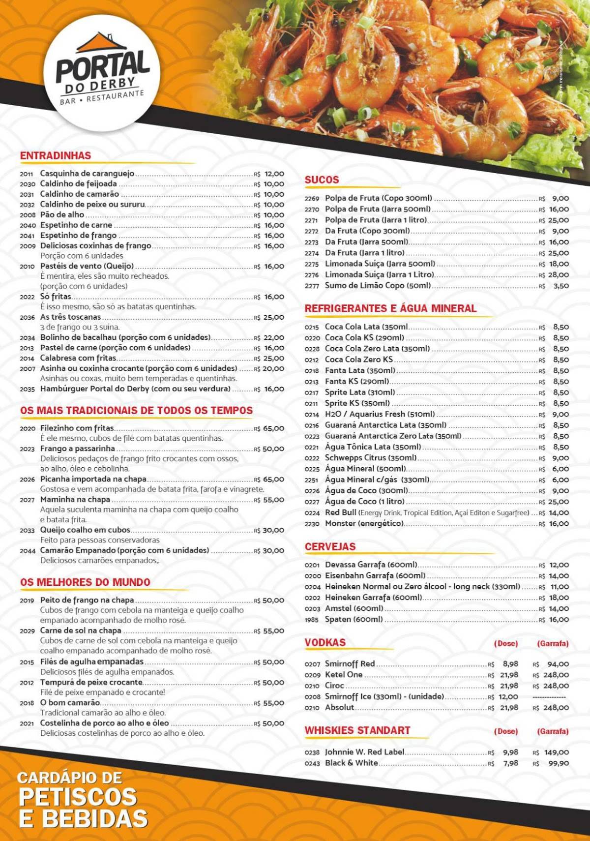 Portal do Derby Restaurante cardápio