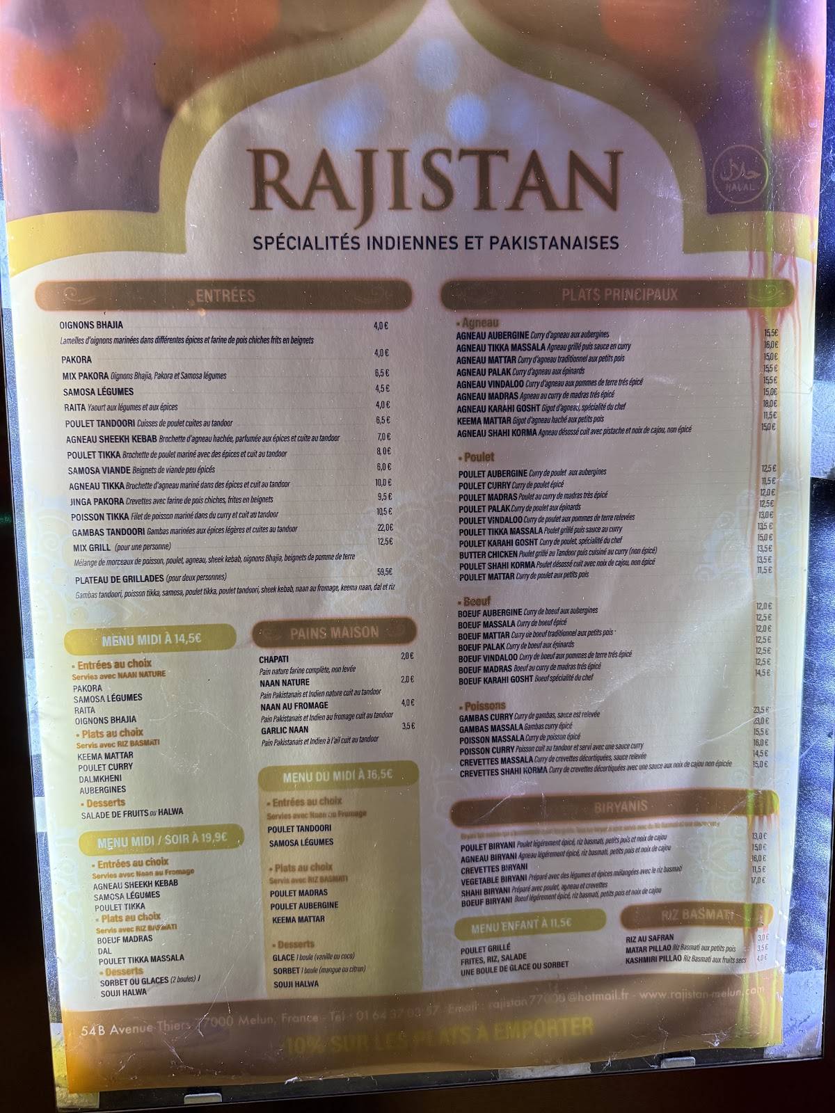 Menu de Rajistan-Supra Restaurant