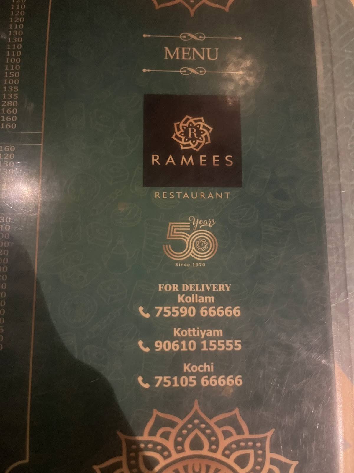 Ramees menu