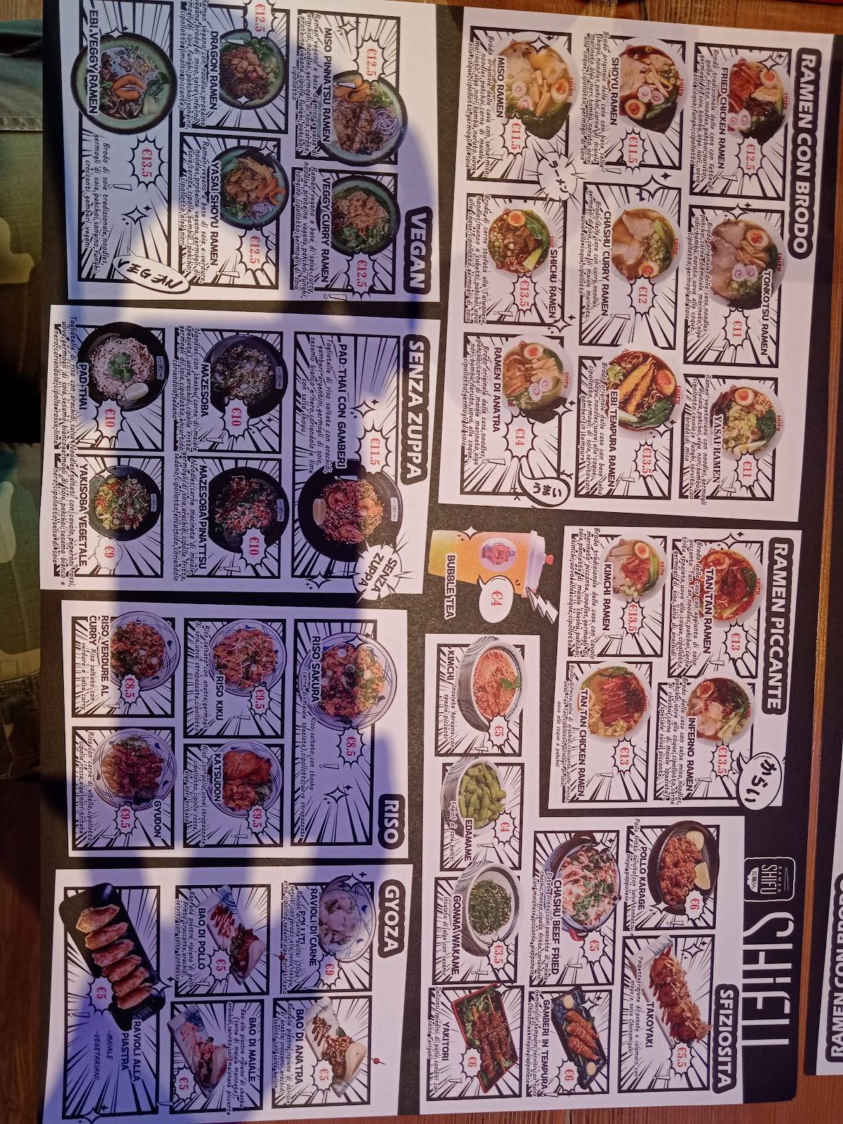 Menu di Ramen Shifu Rimini 