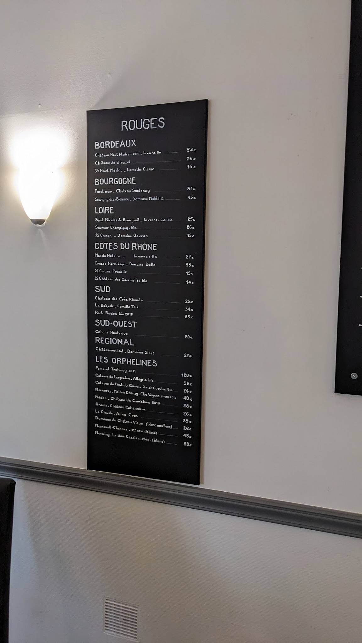 Menu de Restaurant Influence