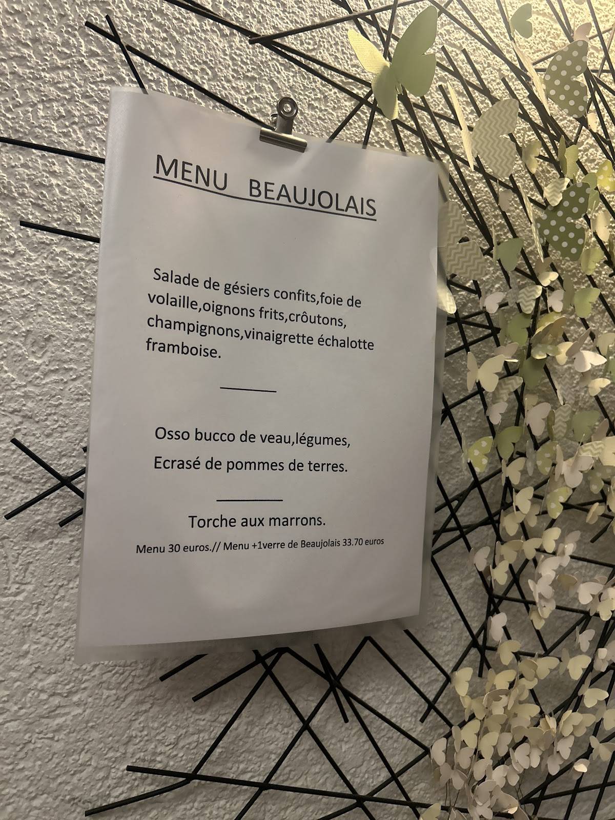 Menu de Restaurant L'Envie