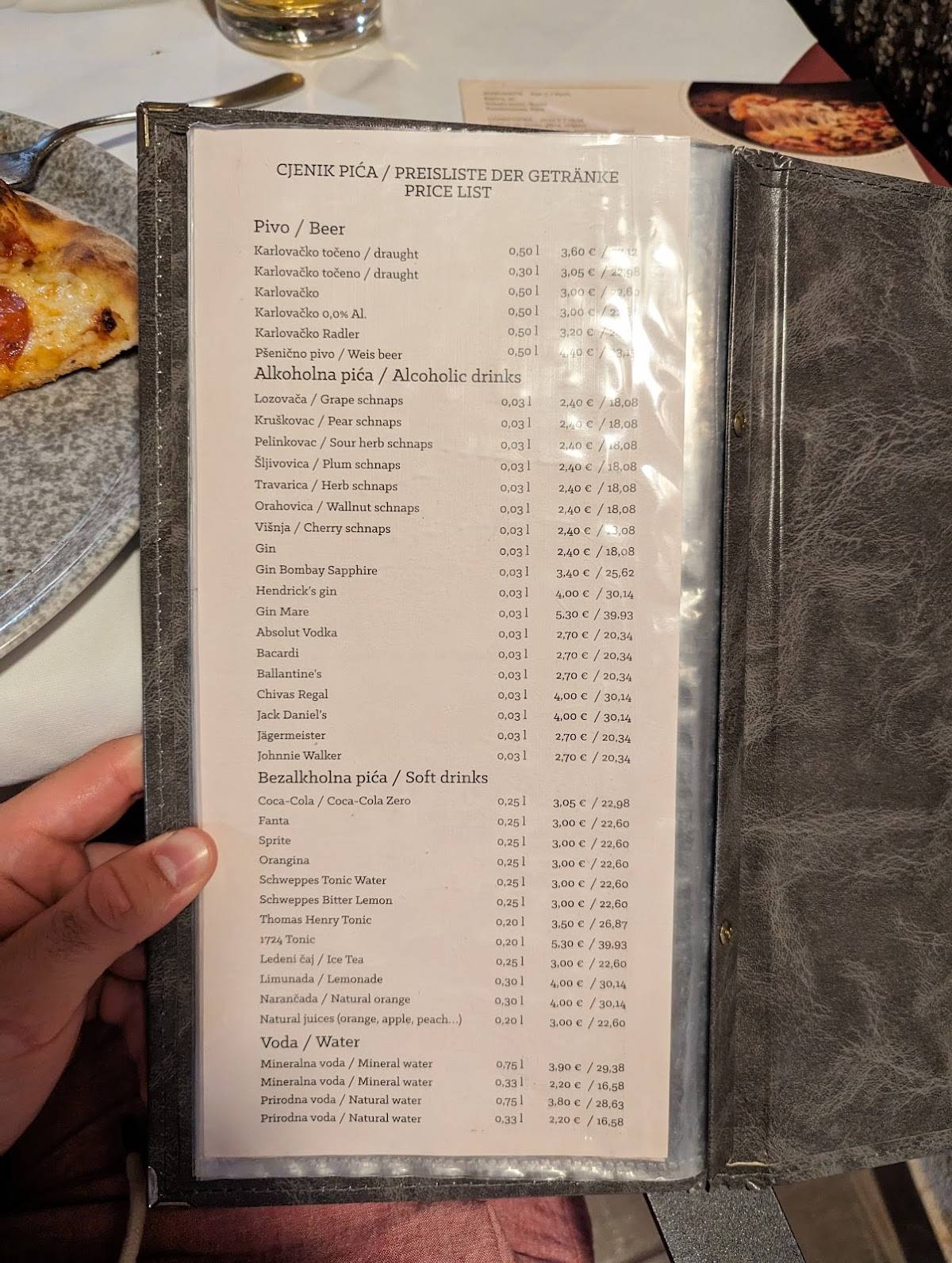 Menu di Restaurant Lađa 