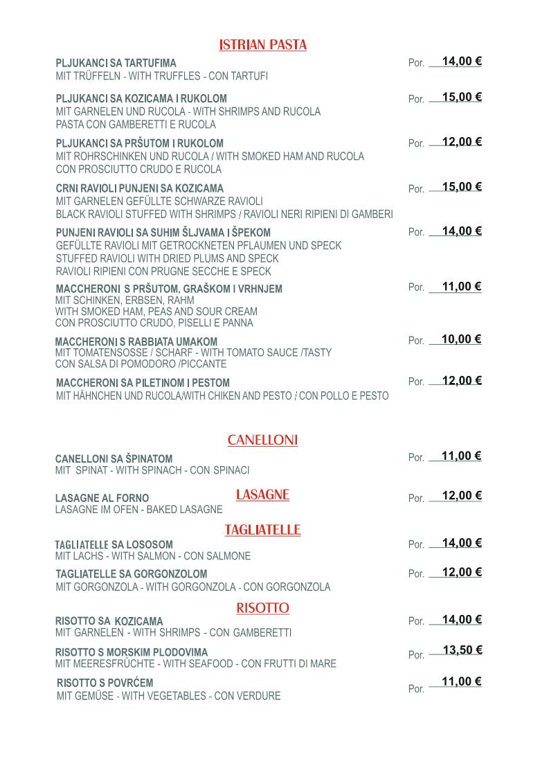 Menu di Restaurant da Giovanni MEDULIN 