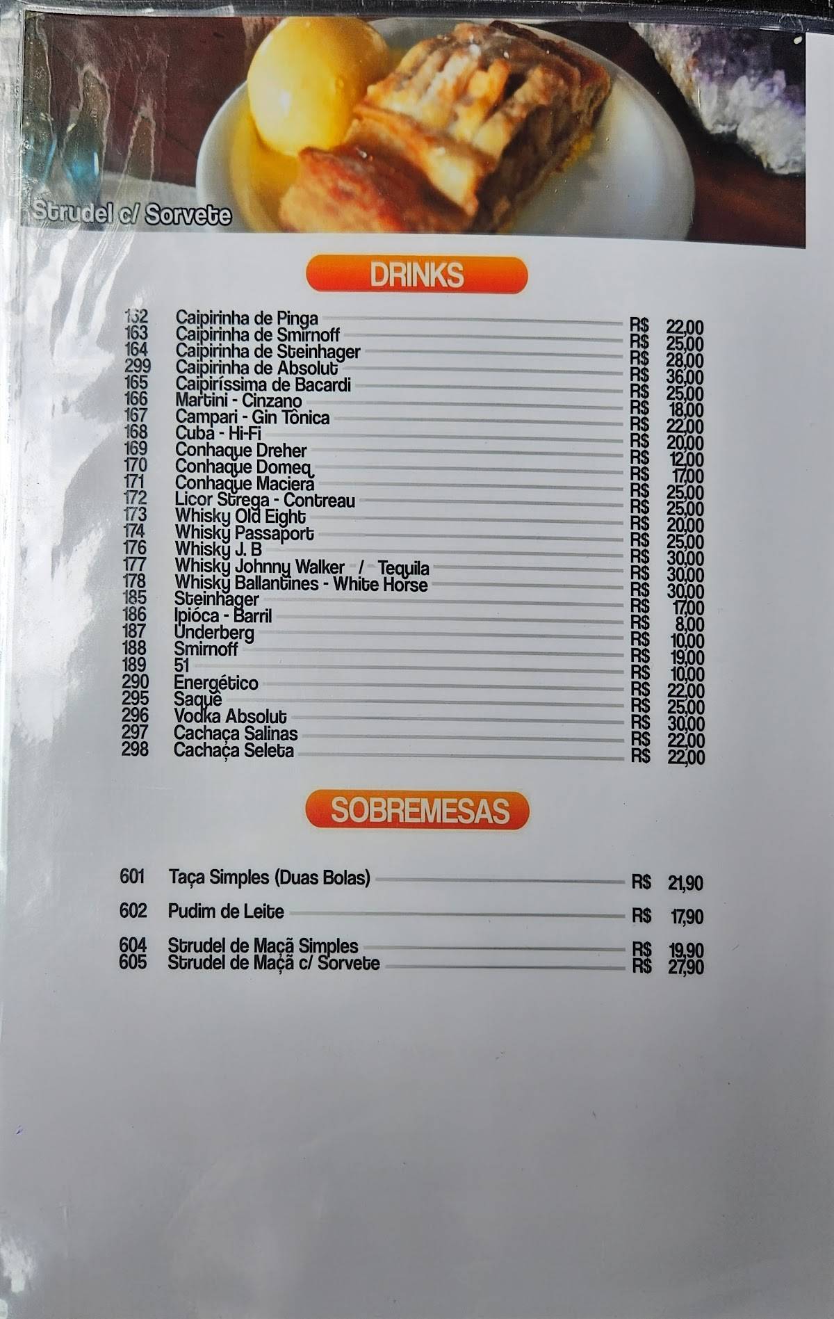 Restaurante Beira Mar cardápio