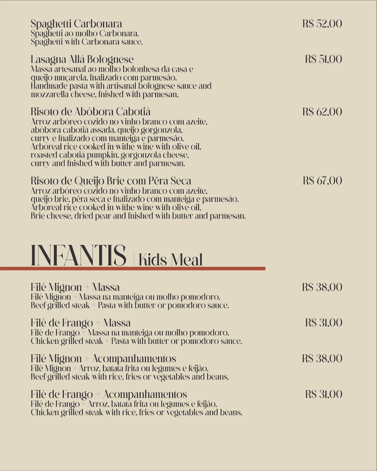 Restaurante Di Cavalcanti cardápio