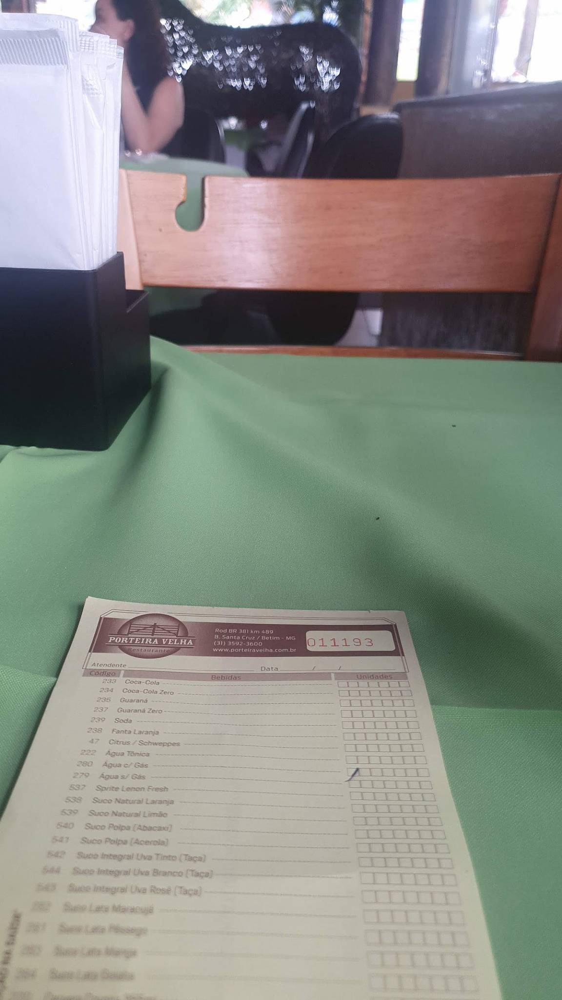 Restaurante Porteira Velha cardápio
