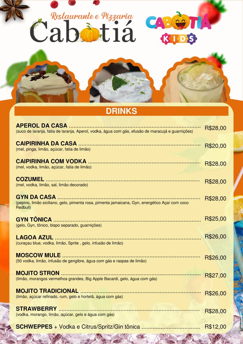 Restaurante Cabotiá cardápio