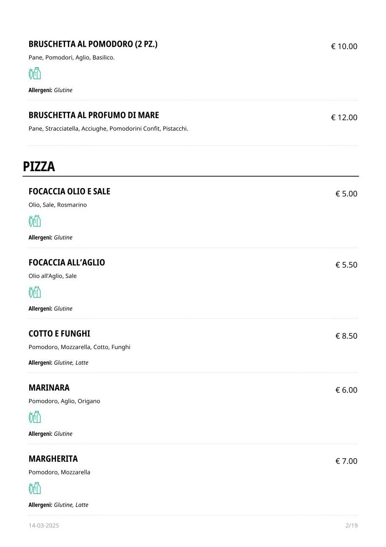 Menu di Retrò Pizzeria Olbia 