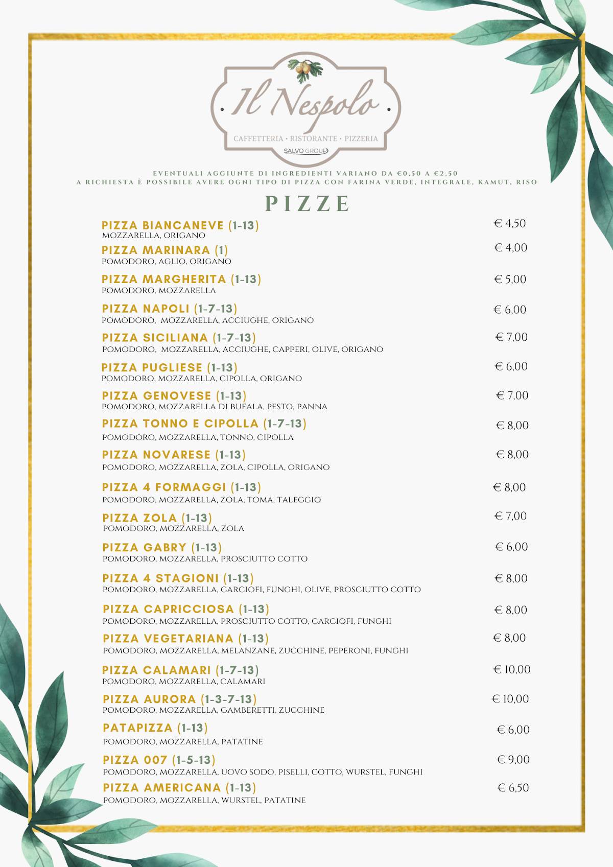 Menu di Ristorante Il Nespolo 