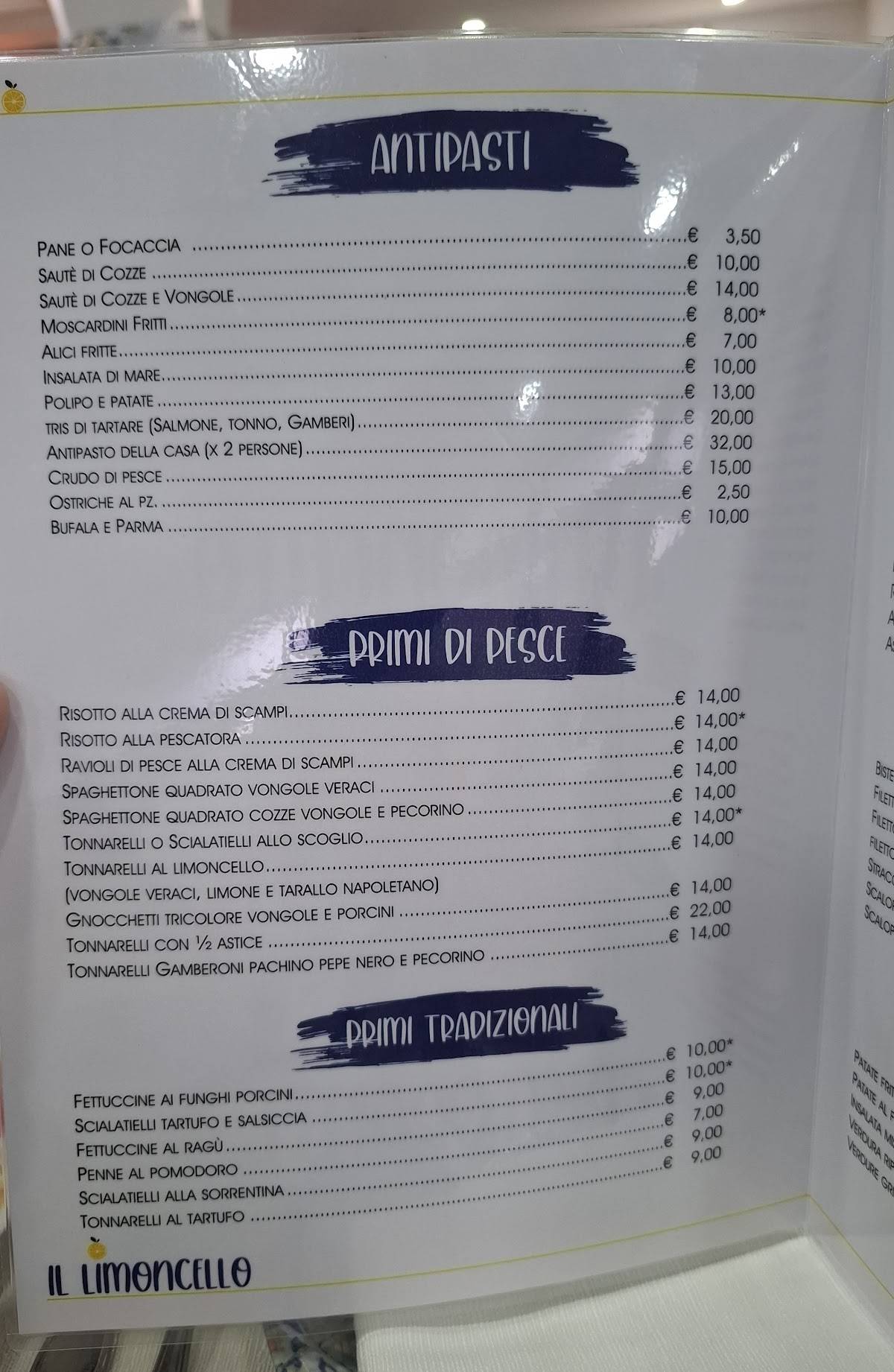 Menu di Ristorante Il Limoncello 