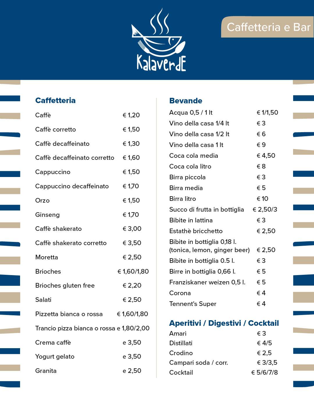Menu di Ristorante Kalaverde 