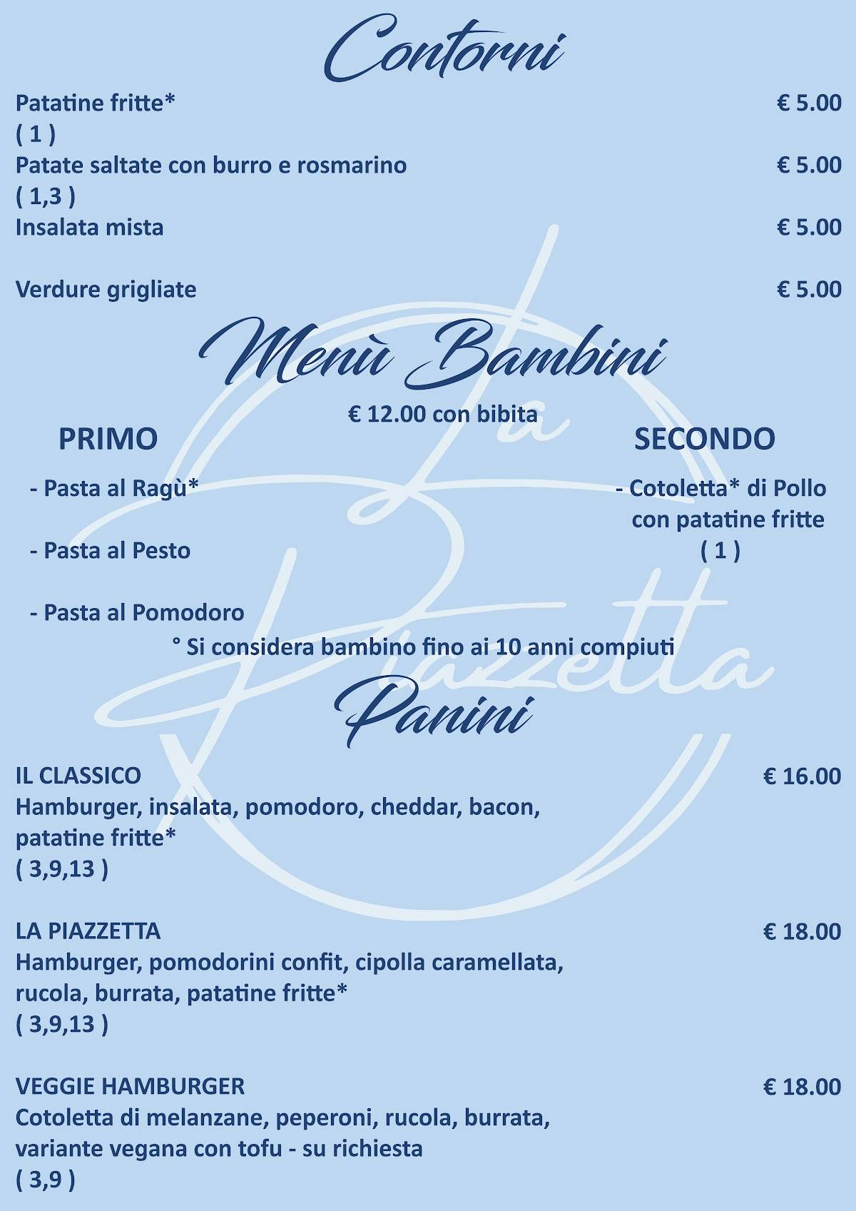 Menu di Ristorante La piazzetta 