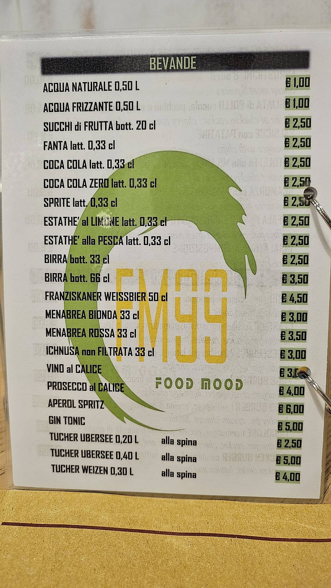 Menu di Ristorante Pizzeria FM99 