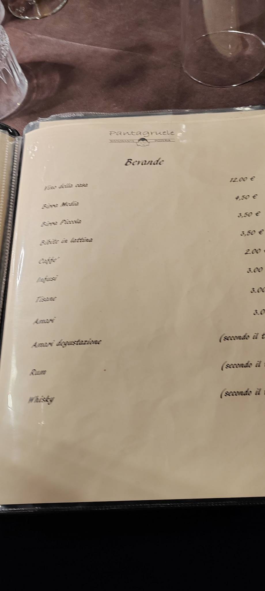 Menu di Ristorante - Pizzeria Pantagruele 