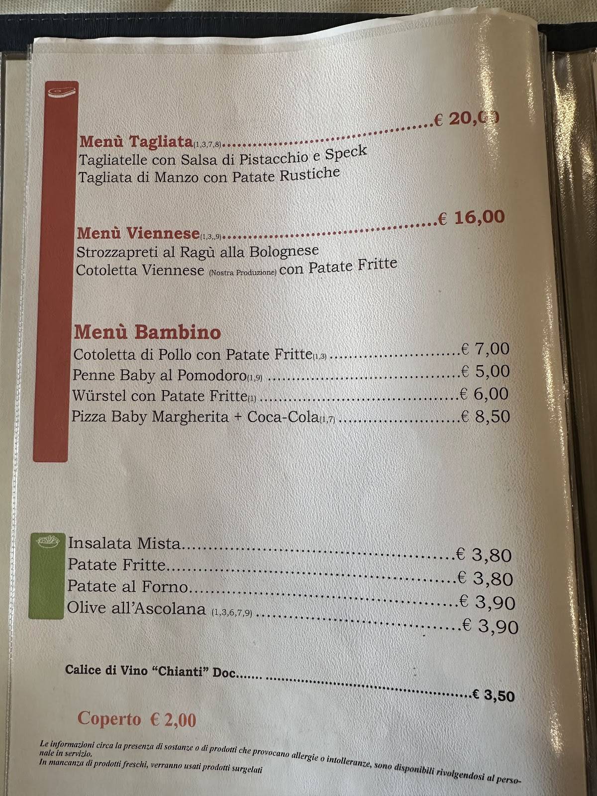 Menu di Ristorante Pizzeria Zefrido 