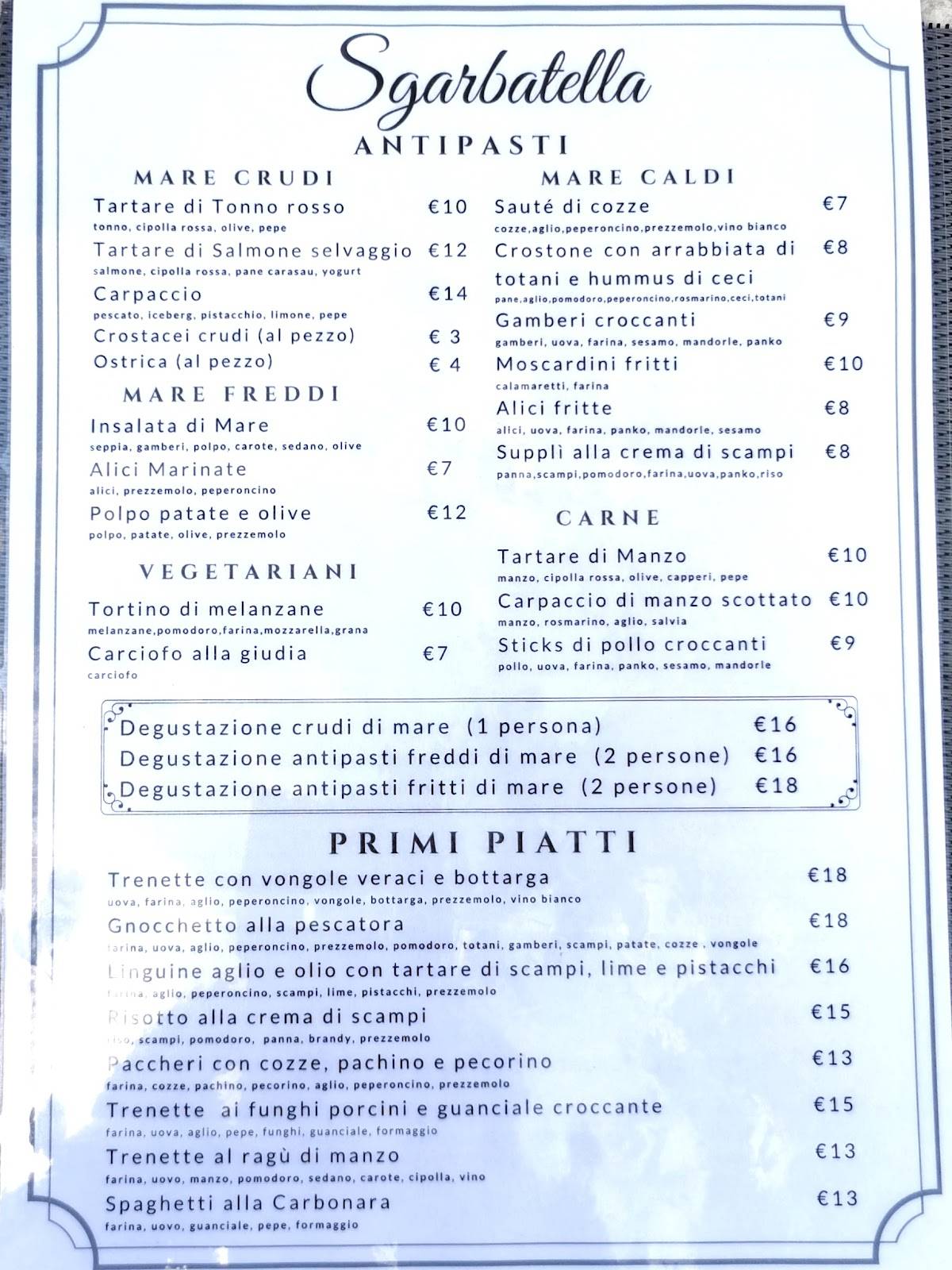 Menu di Ristorante Sgarbatella 