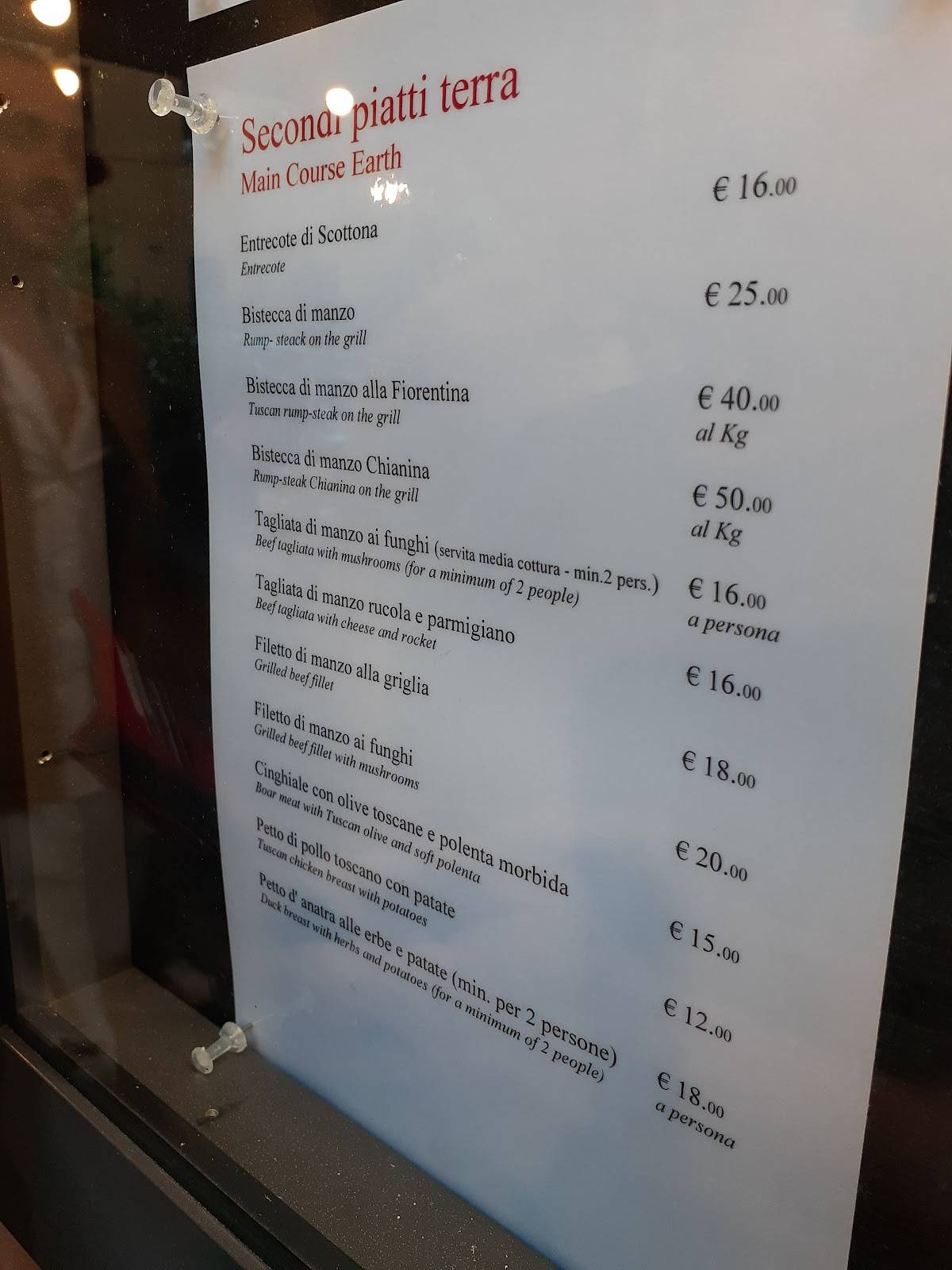 Menu di Buca di San Ranieri Ristorante 