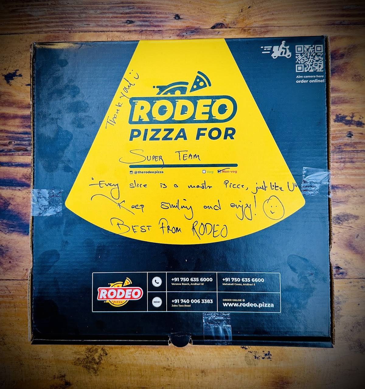 Rodeo Pizza menu