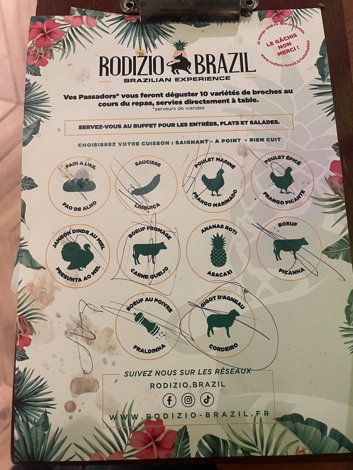 Menu de Rodizio Brazil - Rouen