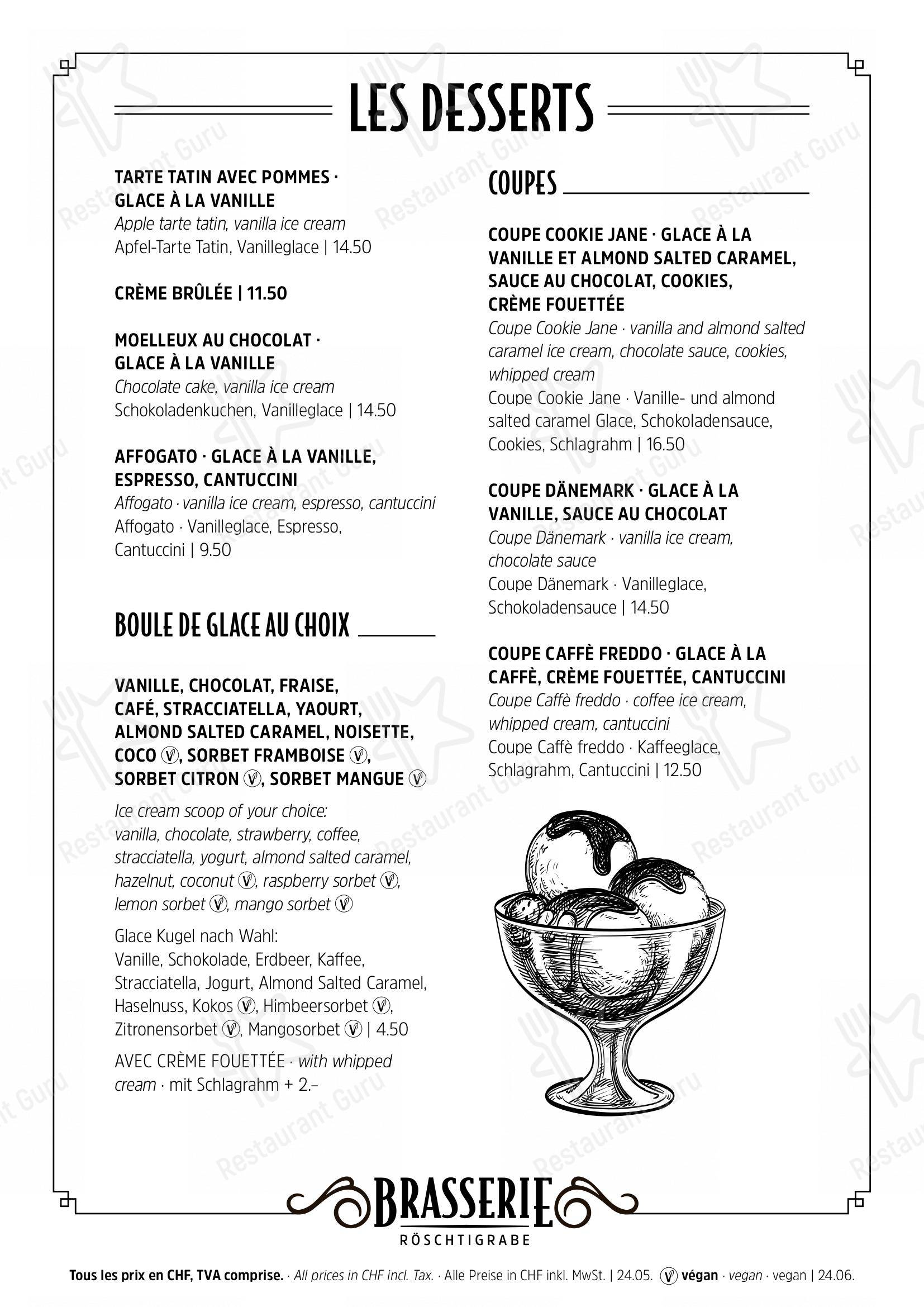 Restaurant Röschtigrabe in Berna - Menu