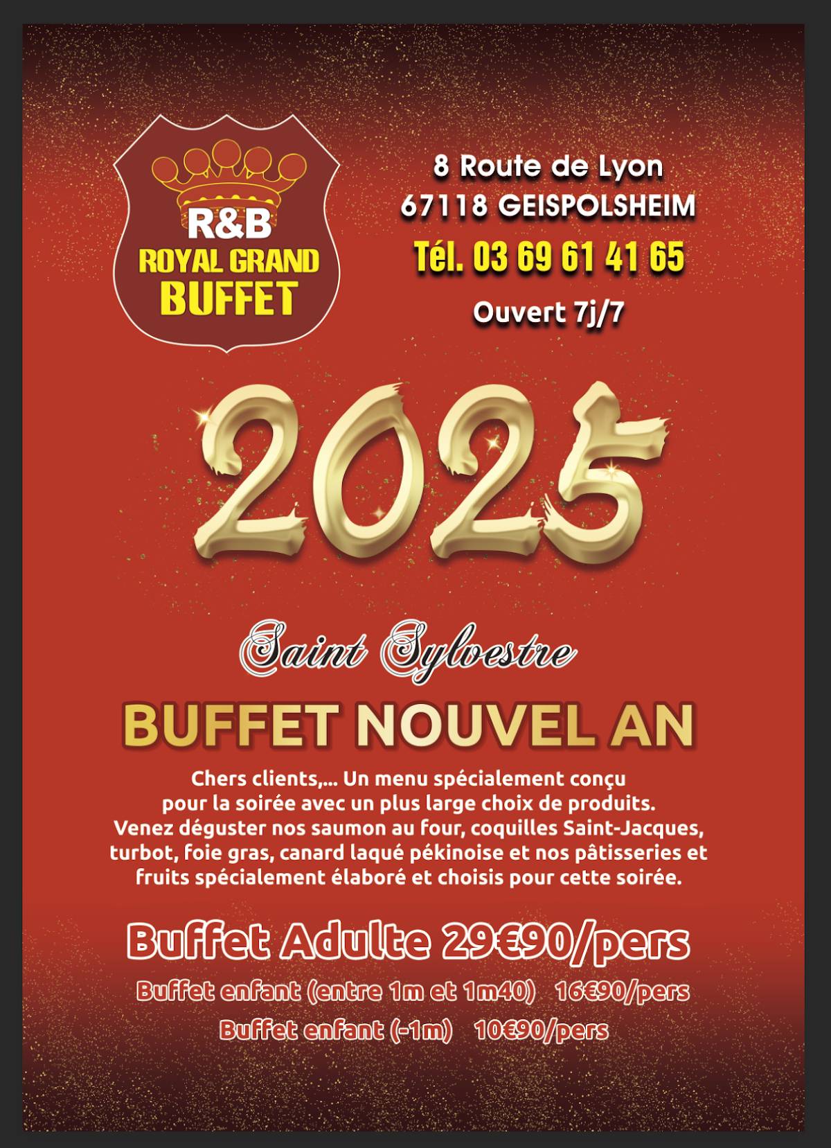 Menu de Royal Grand Buffet