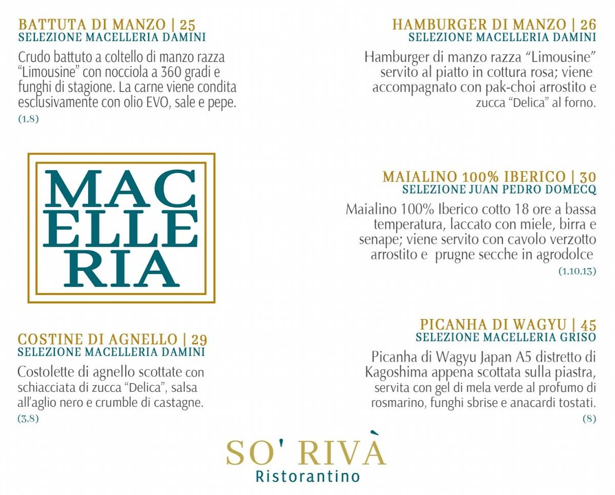 Menu di SO' RIVÁ - Ristorantino 