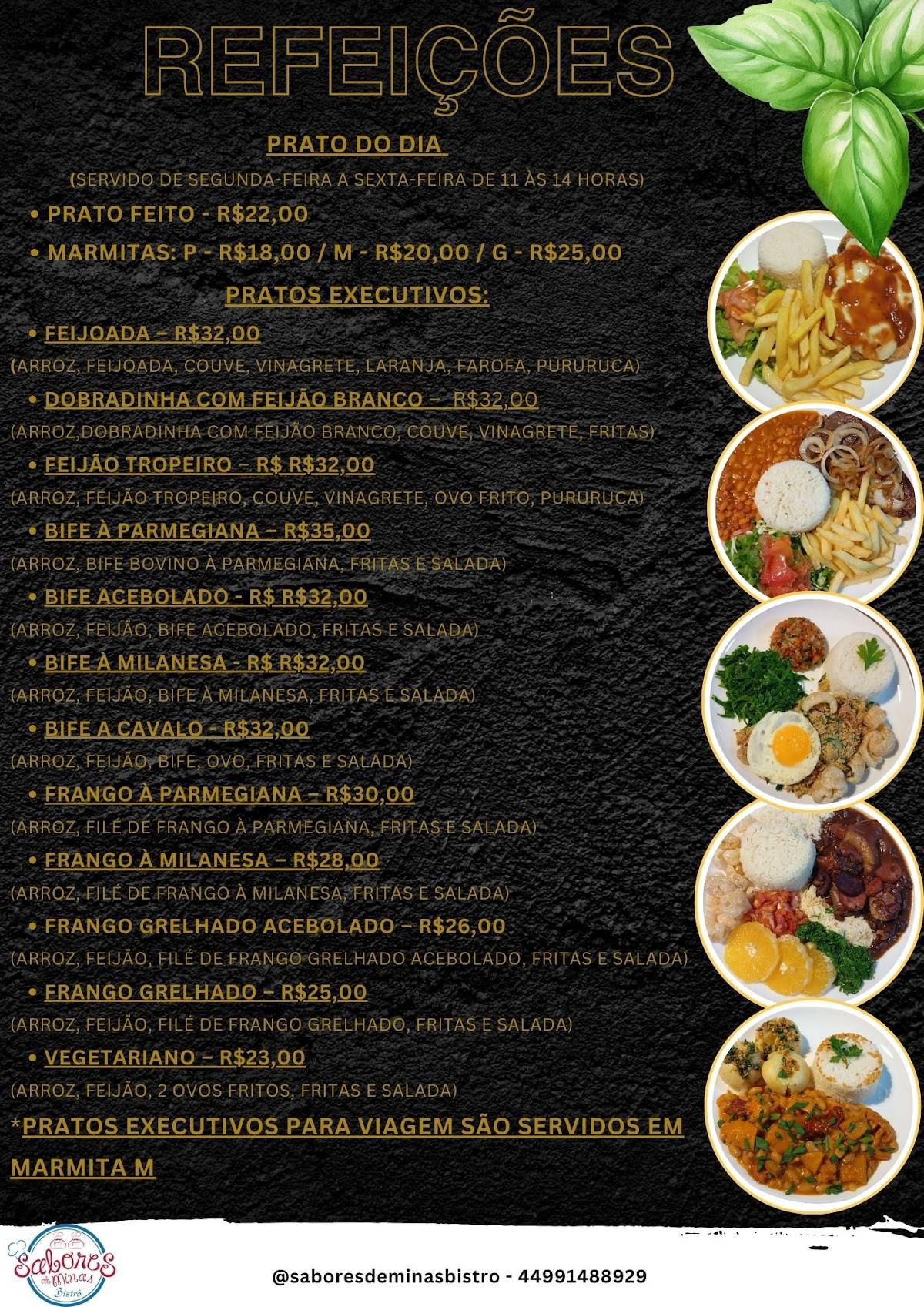 Sabores de Minas Bistrô cardápio