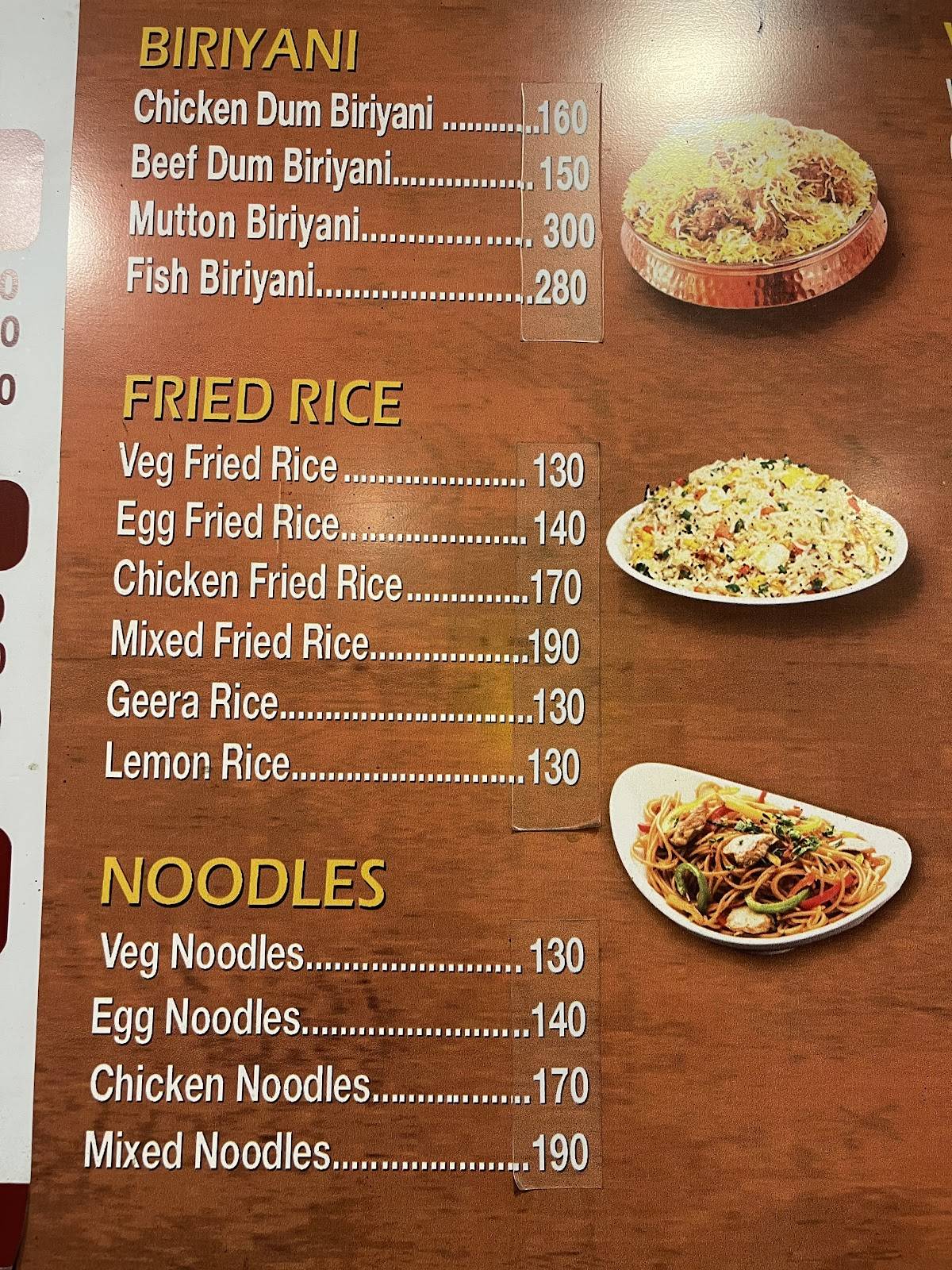 Sadias restaurant menu